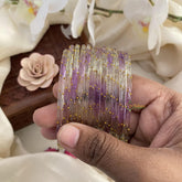 Vriksham Dual Tone Glass Bangle-Off White & Lavender-Set of 12-G15819